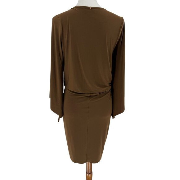 Misa Los Angeles Draped Brown Dress V-Neck Medium - Picture 2 of 12